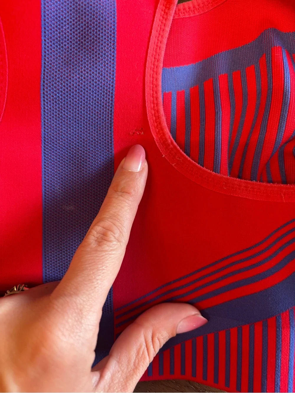 Nike Red and Blue Striped Sports Bra